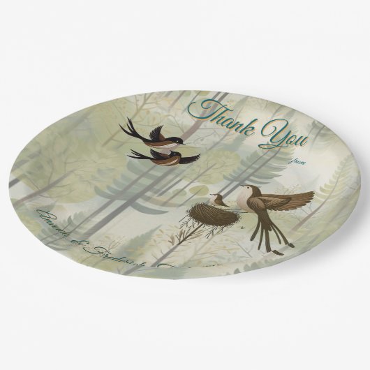 アートイラストレーションモダンのスタイルの単純な鳥 ペーパープレート (アングル)