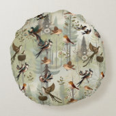 アートイラストレーションモダンのスタイルの単純な鳥 ラウンドクッション (裏面)