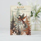 アートイラストレーションモダンのスタイルの単純な鳥 出欠カード (スタンド正面)