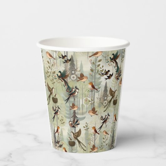 アートイラストレーションモダンのスタイルの単純な鳥 紙コップ (裏面)