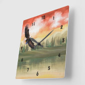 アートイーグルソアリングレイクウォールクロック スクエア壁時計 (傾斜)