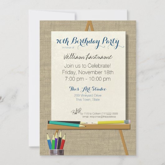 アートイーゼル描画パーティー 招待状 (正面)