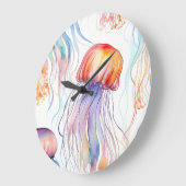 アートウォーターカラークラゲ抽象芸術カラフル ラージ壁時計 (傾斜)