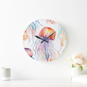 アートウォーターカラークラゲ抽象芸術カラフル ラージ壁時計 (ホーム)