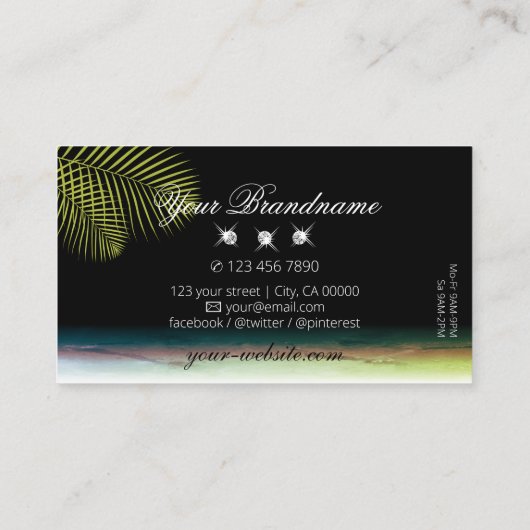 アートウォーターカラー手のひら葉とダイヤモンドモダン 名刺 (裏面)