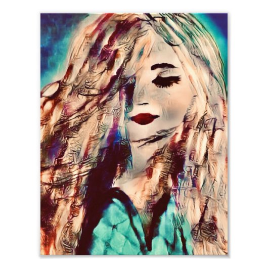 アートウーマンマーメイド絵を描ズウォールデコプリント フォトプリント            (正面)