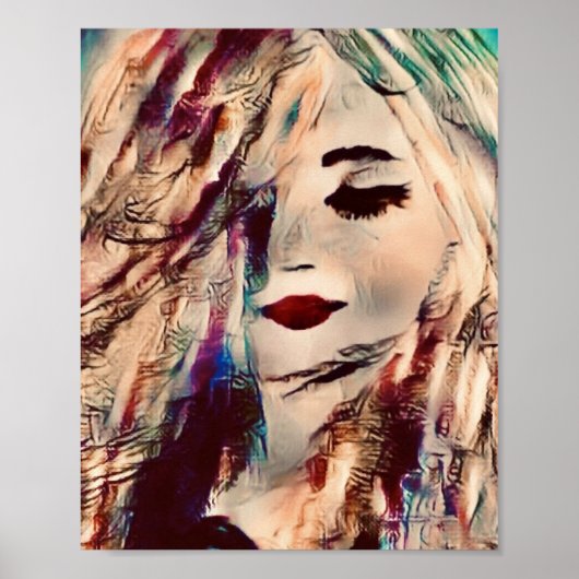 アートウーマンマーメイド絵を描ズウォールデコプリント ポスター (正面)