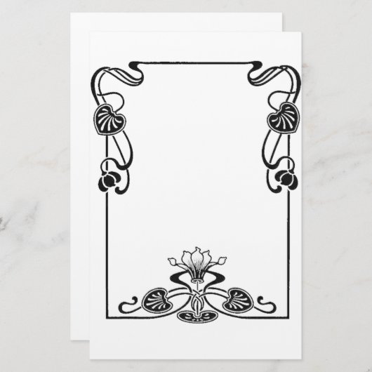 アートエレガントヌオボフローラ白黒スクロール 便箋 (正面/裏面)