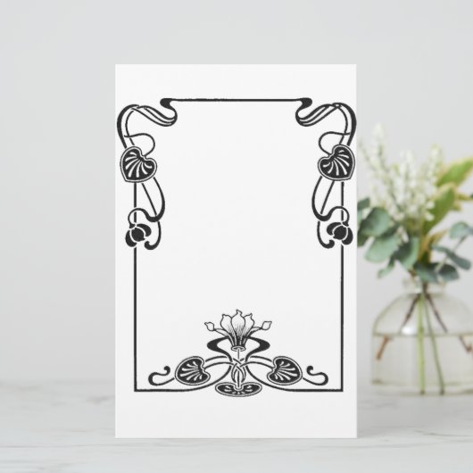 アートエレガントヌオボフローラ白黒スクロール 便箋 (スタンド正面)