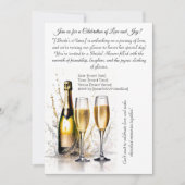 アートオブライトスケッチシャンパンブライダルシャワー 招待状 (正面)