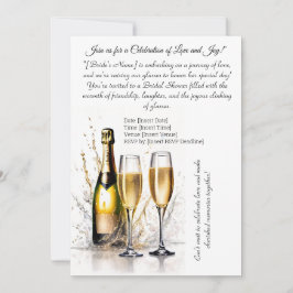 アートオブライトスケッチシャンパンブライダルシャワー 招待状