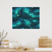 アートオーガニック溶融プラスチック軟波深いブルー ポスター (キッチン)