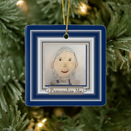 アートカスタムまたはフォトピーターオルナムを追加するフレーム セラミックオーナメント (ツリー)