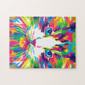 アートカラフルエステティック猫写真猫アートアブストラア ジグソーパズル (横)