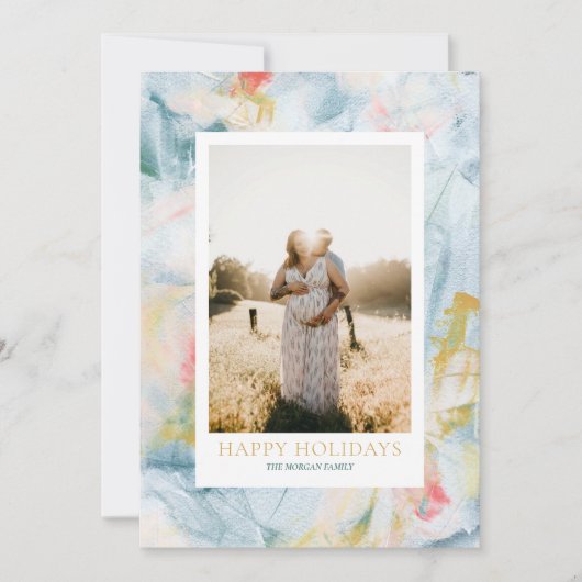 アートカラフルクリスマスホリデーフォトグリーティングカード シーズンカード (正面)