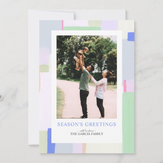 アートカラフルクリスマスホリデーフォトグリーティングカード シーズンカード (正面)