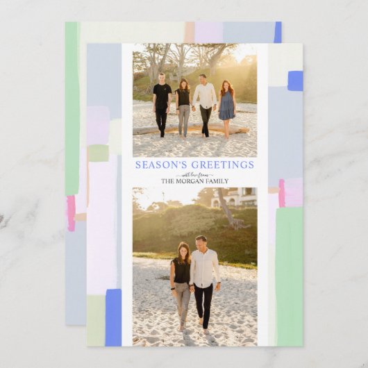 アートカラフルクリスマスホリデーフォトグリーティングカード シーズンカード (正面/裏面)