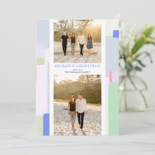 アートカラフルクリスマスホリデーフォトグリーティングカード シーズンカード (スタンド正面)