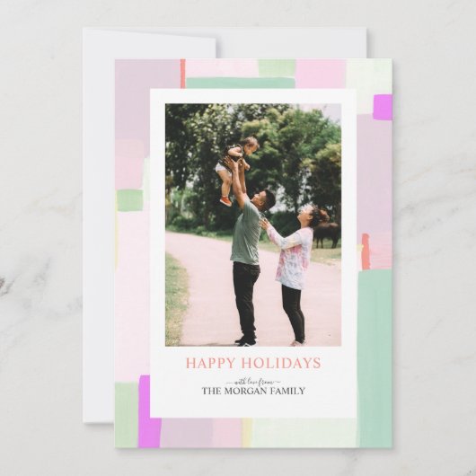 アートカラフルクリスマスホリデーフォトグリーティングカード シーズンカード (正面)