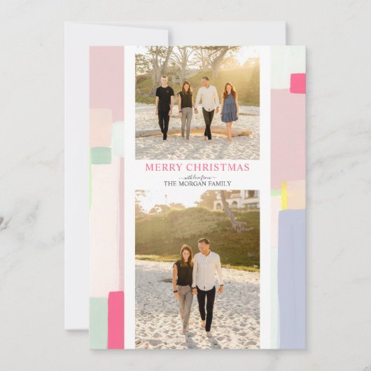 アートカラフルクリスマスホリデーフォトグリーティングカード シーズンカード (正面)