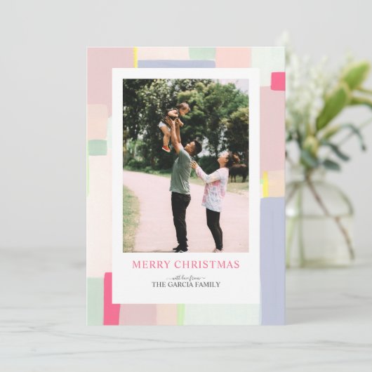 アートカラフルクリスマスホリデーフォトグリーティングカード シーズンカード (スタンド正面)