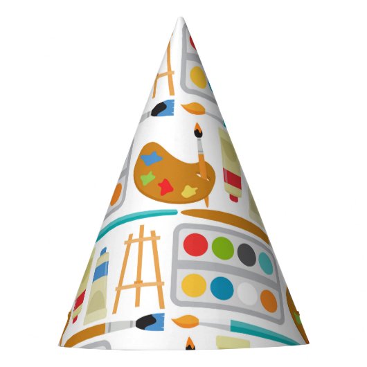 アートカラフルサプライ – おもしろい絵画のパターン パーティーハット (正面)