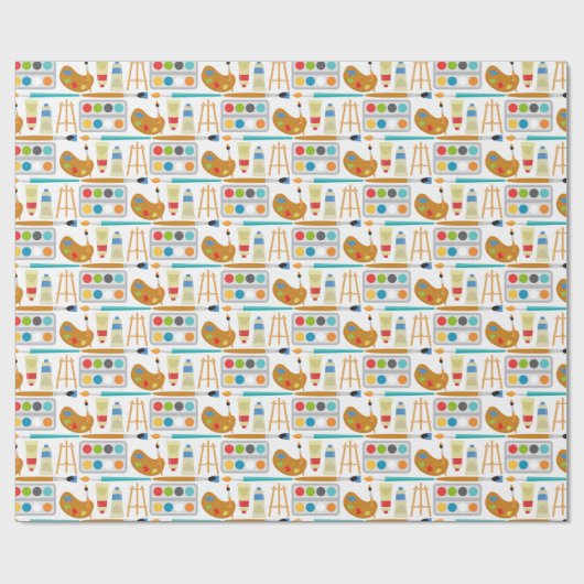 アートカラフルサプライ – おもしろい絵画のパターン ラッピングペーパー (フラット)