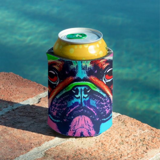 アートカラフルスタイルにおけるパグのポップ・アートのポートレート 缶クーラー (インサイチュ プール)