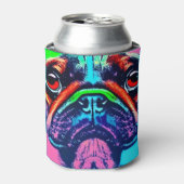 アートカラフルスタイルにおけるパグのポップ・アートのポートレート 缶クーラー (缶正面)