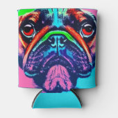 アートカラフルスタイルにおけるパグのポップ・アートのポートレート 缶クーラー (正面)