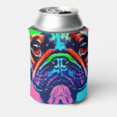 アートカラフルスタイルにおけるパグのポップ・アートのポートレート 缶クーラー (缶裏面)