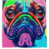 アートカラフルスタイルにおけるパポップ・アートのグのポートレート シャワーカーテン (正面)