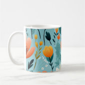 アートカラフルフラワーアクア、ホワイト、ピーチ、イエロー、 コーヒーマグカップ (左)