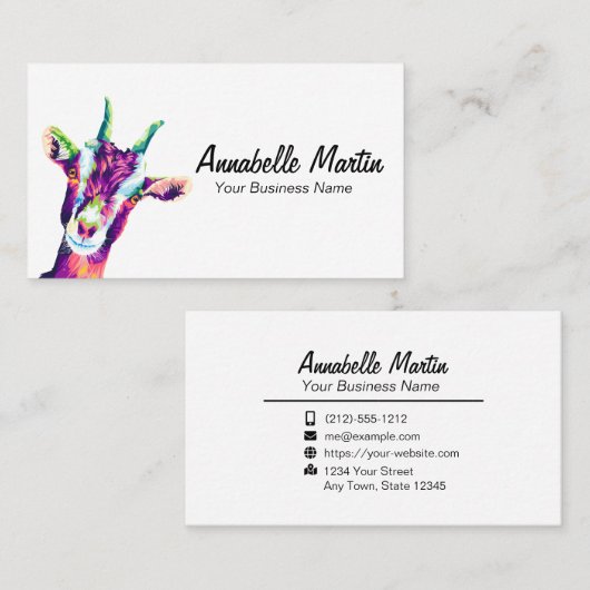 アートカラフルポップ・アートのヤギの名刺 名刺 (正面/裏面)