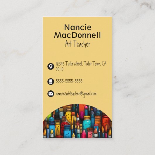 アートカラフル先生画家アクセサリパターン 名刺 (裏面)