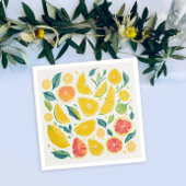 アートカラフル柑橘類の水彩模様 スタンダードカクテルナプキン