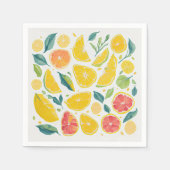 アートカラフル柑橘類の水彩模様 スタンダードカクテルナプキン (正面)
