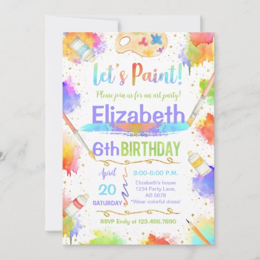 アートカラフル生誕絵を描生会しよう 招待状 (正面)