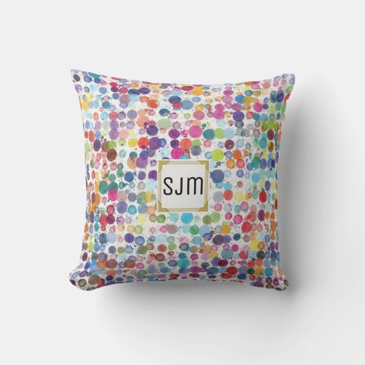 アートカラフル絵を描(ばちゃばちゃ)跳ねる クッション (正面)