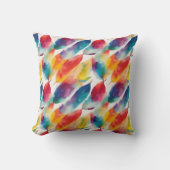 アートカラフル虹羽の水の色パターン クッション (正面)