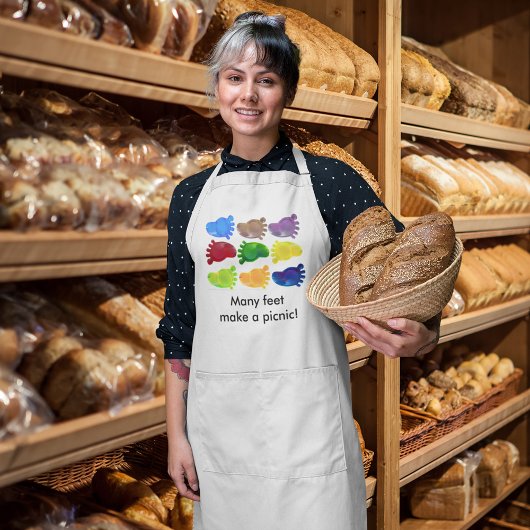 アートカラフル足多くの足がピクニックをする ロングエプロン