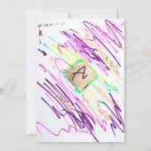 アートカラフル金ゴールドアクションアートパーティー誕生日 招待状 (裏面)