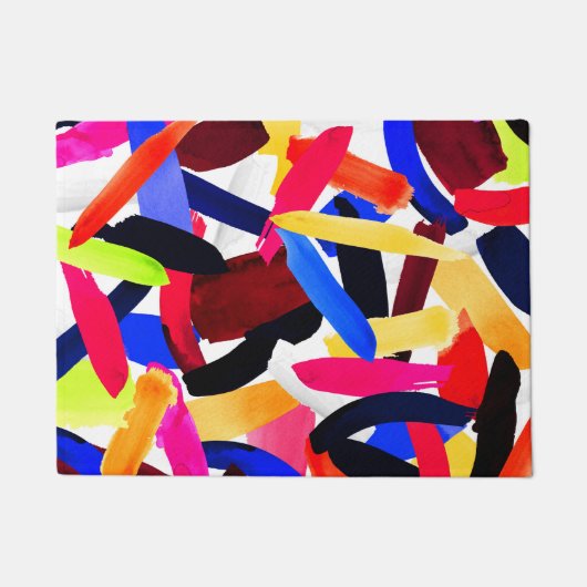 アートカラフル鮮やか筆の爆発アート ドアマット (正面)