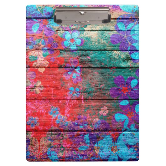 アートカラー絵画フラワーズオンウッド#2 クリップボード (正面)
