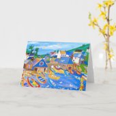 アートカード：ロブスター漁師、カッドウィズ、コーンウォール カード (黄色い花)