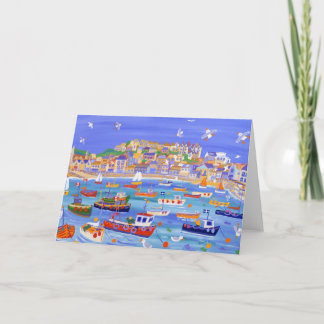 アートカード:港のボート、St Ives Cornwall カード