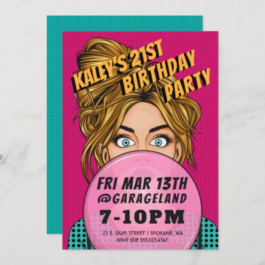 アートガポップ・アートのールイベント誕生日パーティー招待状 招待状 (正面/裏面)