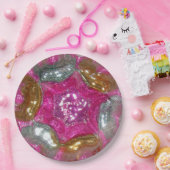 アートガラスアールデコおいしいピンクジュエ結婚ルの夕食 ペーパープレート (パーティー)