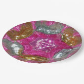 アートガラスアールデコおいしいピンクジュエ結婚ルの夕食 ペーパープレート (アングル)