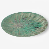 アートガラスティール(緑がかった色)アイシーアクア結婚ジュエルズディナー ペーパープレート (アングル)